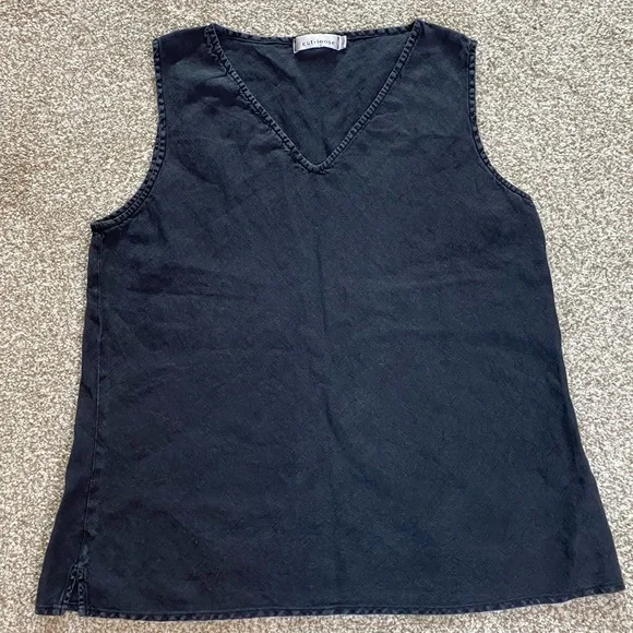 Cut Loose Linen Sleeveless Top, Size XL, Black, Classic, Lightweight, Lagenlook - Picture 1 of 5